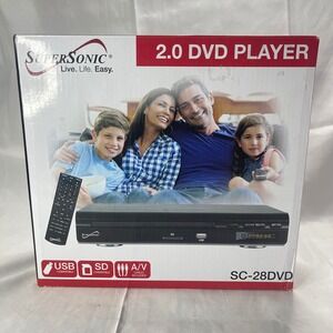 SuperSonic SC-28DVD 2.0 Channel DVD Player USB SD Input Multi-Zone Black